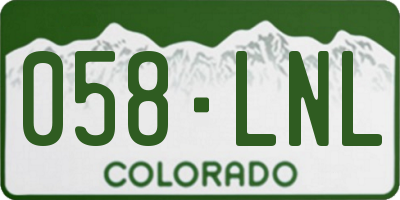 CO license plate 058LNL