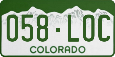 CO license plate 058LOC