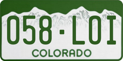 CO license plate 058LOI