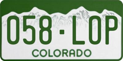 CO license plate 058LOP