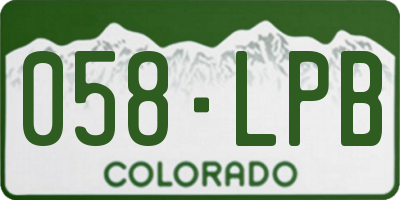 CO license plate 058LPB