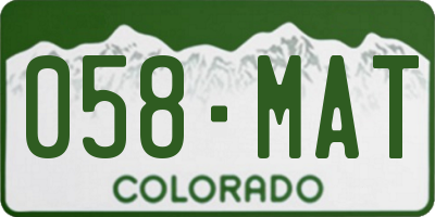 CO license plate 058MAT