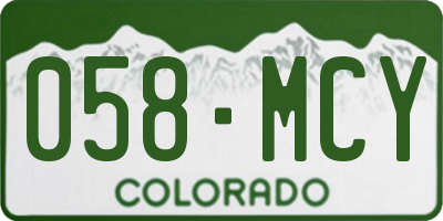 CO license plate 058MCY