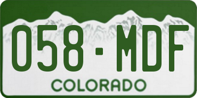 CO license plate 058MDF