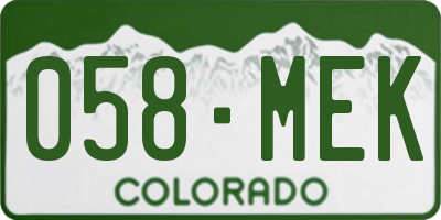 CO license plate 058MEK