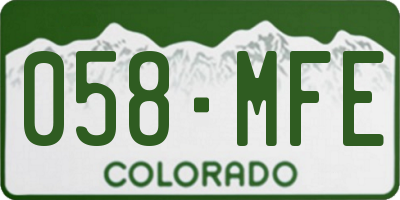 CO license plate 058MFE