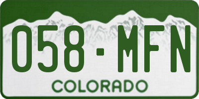 CO license plate 058MFN