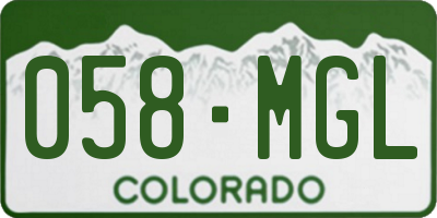 CO license plate 058MGL
