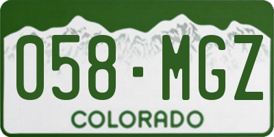 CO license plate 058MGZ