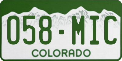 CO license plate 058MIC