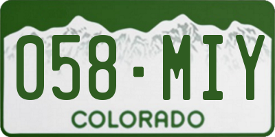 CO license plate 058MIY