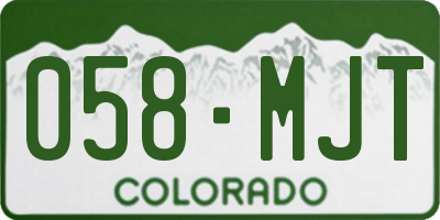 CO license plate 058MJT