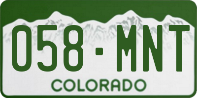 CO license plate 058MNT