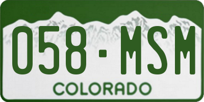 CO license plate 058MSM