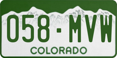 CO license plate 058MVW
