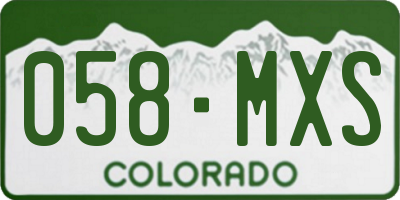 CO license plate 058MXS