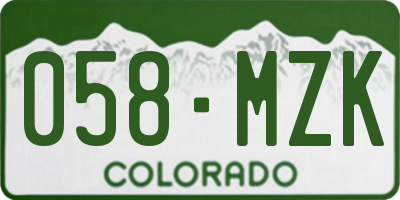 CO license plate 058MZK