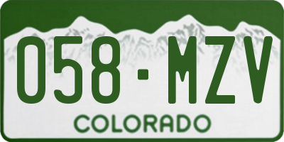 CO license plate 058MZV
