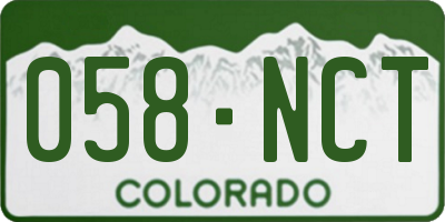 CO license plate 058NCT