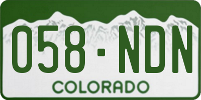 CO license plate 058NDN