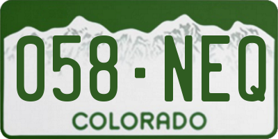 CO license plate 058NEQ