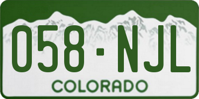 CO license plate 058NJL