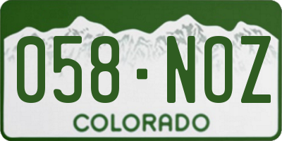 CO license plate 058NOZ