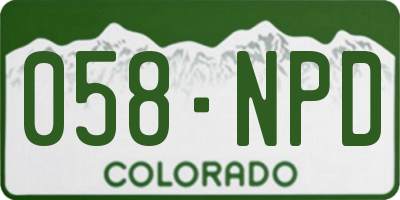CO license plate 058NPD