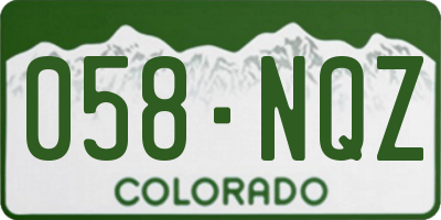 CO license plate 058NQZ