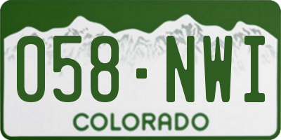 CO license plate 058NWI