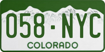 CO license plate 058NYC