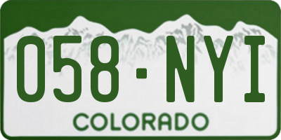 CO license plate 058NYI