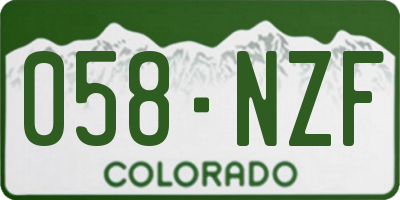 CO license plate 058NZF