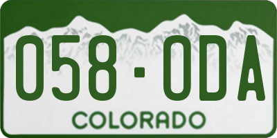 CO license plate 058ODA