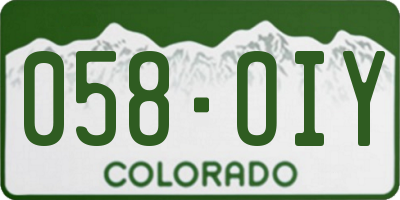 CO license plate 058OIY