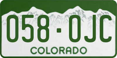 CO license plate 058OJC