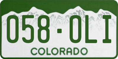 CO license plate 058OLI