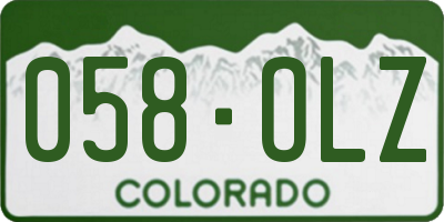 CO license plate 058OLZ