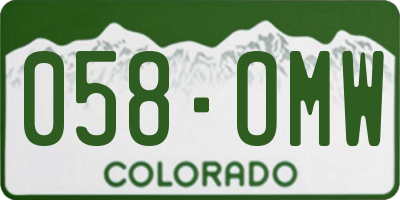 CO license plate 058OMW