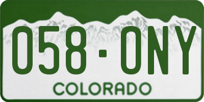CO license plate 058ONY