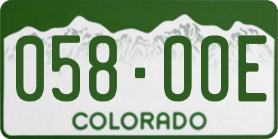 CO license plate 058OOE