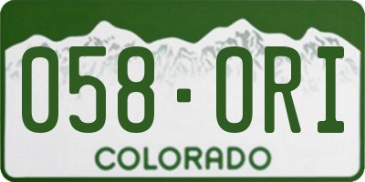 CO license plate 058ORI