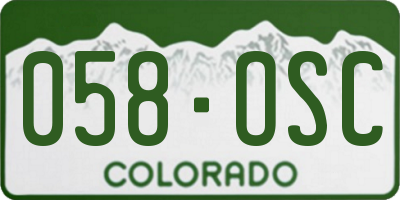 CO license plate 058OSC