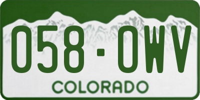 CO license plate 058OWV