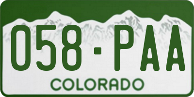 CO license plate 058PAA