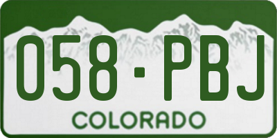 CO license plate 058PBJ