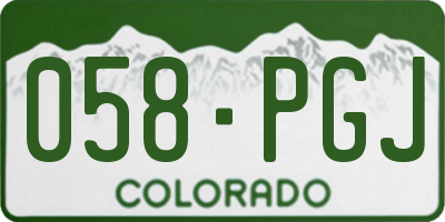 CO license plate 058PGJ