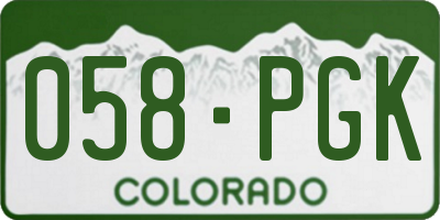 CO license plate 058PGK