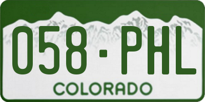 CO license plate 058PHL