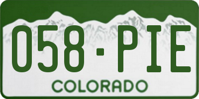 CO license plate 058PIE